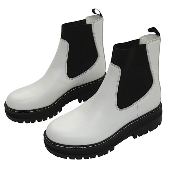 NWOB Marc Fisher ML Patrick White Chelsea Boots Chunky Lug Sole Women’s 6.5 - Picture 6 of 8